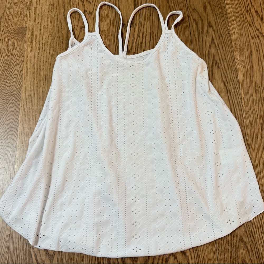 Women's White Eyelet Strappy Tank Top